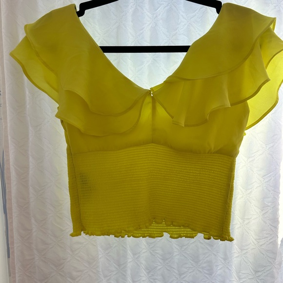 bebe Lemon Ruffled Off-Shoulder Blouse - Picture 6 of 7